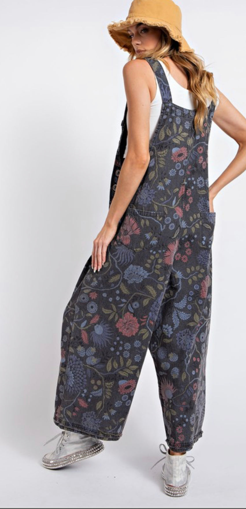 Floral Denim Jumpsuit